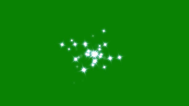 White glitter sparkle trail, twinkling fairy dust particles, glowing starburst animation, magical shimmer light streaks, sparkling wand effect transition on green background, seamless loop video.4K
