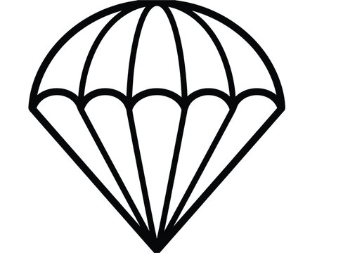 Parachute outline icon vector illustration for skydiving and extreme sports