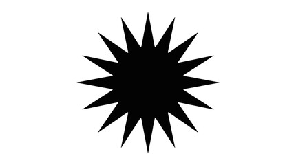 Fototapeta premium Starburst shape black silhouette against a white background