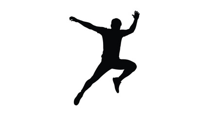 Fototapeta premium Jumping man in mid air black silhouette