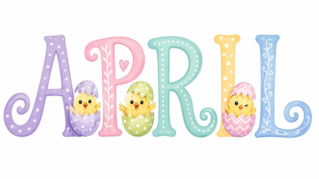 April with Cute Chicks and Easter Eggs