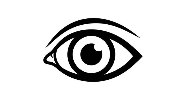 Stylized black and white eye illustration on white background