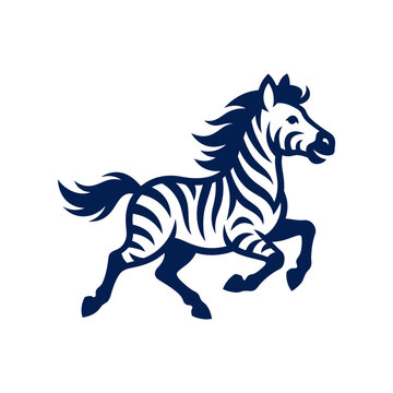 Stylized running zebra animal icon.