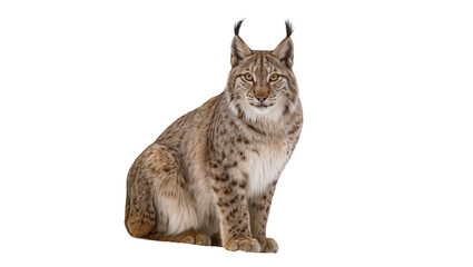 Isolated lynx sitting and looking at camera, a majestic big cat with distinctive ear tufts © ROCKETX