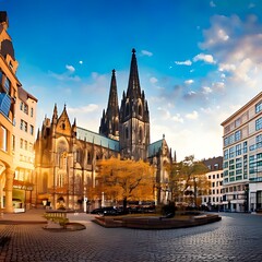 Fototapeta premium Majestic cathedral against autumnal sky