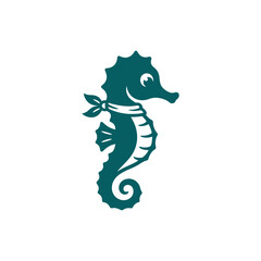 Stylized seahorse with scarf nautical logo icon. © Lucianatakahashi