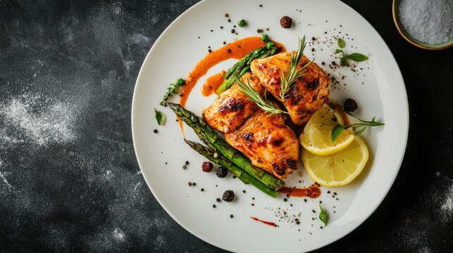 Grilled chicken with asparagus & lemon