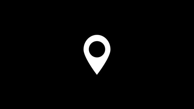Map pointer icon set with pin for navigation and location markers on black background with alpha channel. Travel GPS location mark point animation.