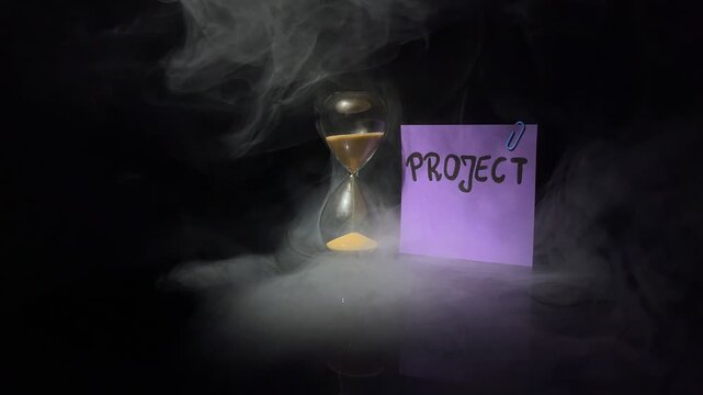 Dark chess king fallen among white pieces in dramatic smoke and spotlight. Concept of checkmate, defeat, leadership, business strategy and competition.