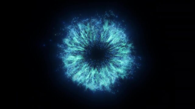 Blue Plasma Energy Ring with Glowing Particle Vortex and Sci Fi Abstract Background Animation in 4K 60 FPS