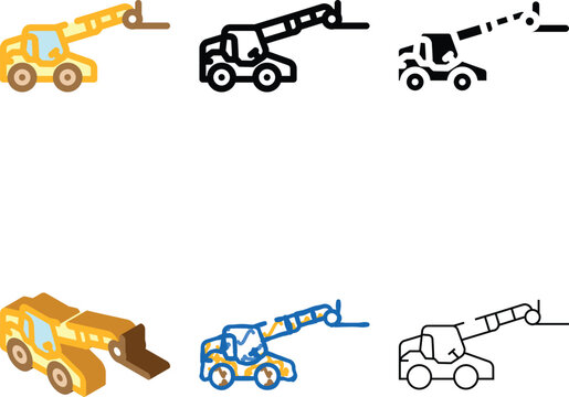 telescopic handler construction vehicle color forms icon vector. telescopic handler construction vehicle sign. isolated symbol illustration