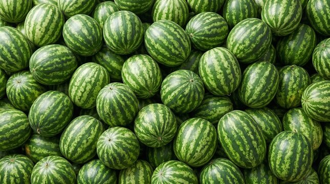 ripe whole watermelon pile fresh organic agricultural produce pattern summer market healthy snack
