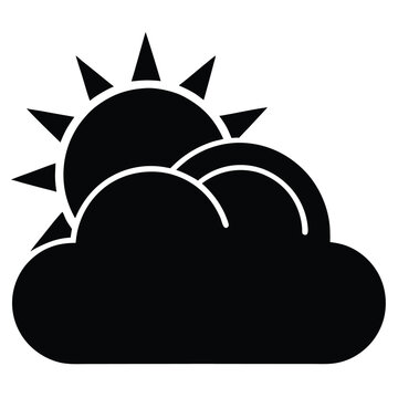 partly cloudy with sun silhouette icon fill black