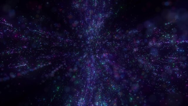 Colorful Purple and Blue Warp Speed Starburst with Radiating Particle Rays and Deep Space Energy Abstract Background Animation in 4K 60 FPS