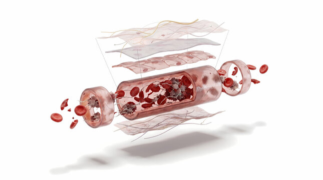 Cross-Section Of A Blood Vessel Showing Clot Formation And Layers