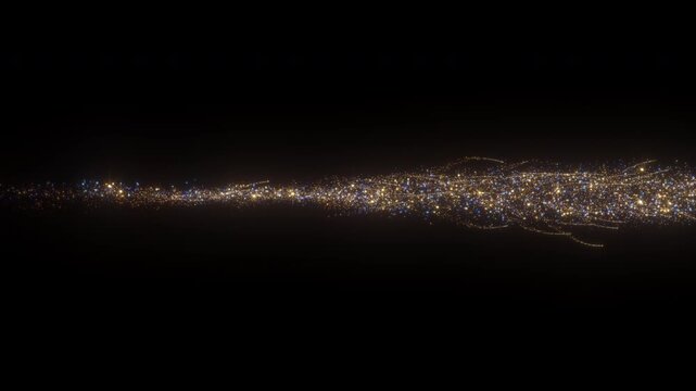 Golden Particle Stream with Sparkling Light Trail and Glowing Energy Flow Abstract Background Animation in 4K 60 FPS