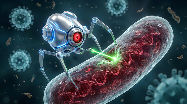 Nanorobot targeting bacterial dna with laser for precise gene editing