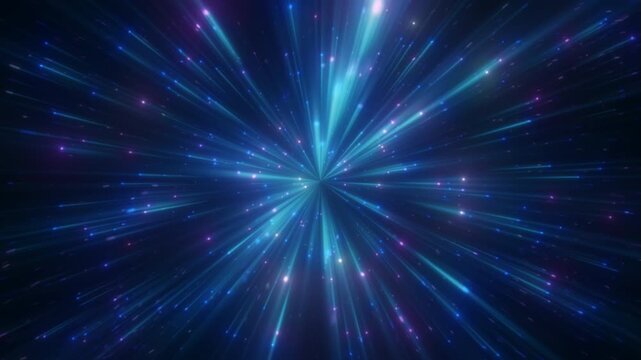 Blue Warp Speed Starfield with Radiating Light Streaks and Deep Space Energy Tunnel Abstract Background Animation in 4K 60 FPS