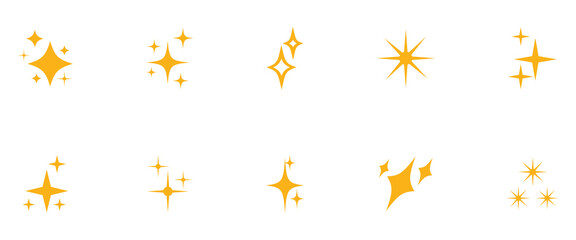 Fototapeta premium Sparkle star icon set simple star burst symbol vector illustration shimmering four pointed star icon set sparkles star symbols vector bright sparkle star sparkle shiny flash. EPS10