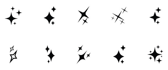 Obraz premium Sparkle ten vector icons set. Shine symbol illustration. star sign collection. Containing star burst symbol. vector illustration. EPS10.