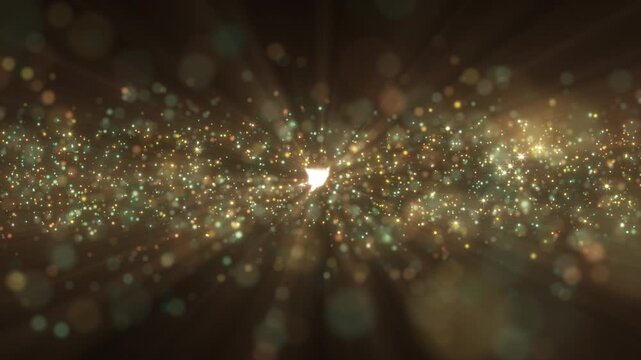 Golden Glitter Bokeh Lights with Sparkling Particles and Radiant Glow Abstract Background Animation in 4K 60 FPS