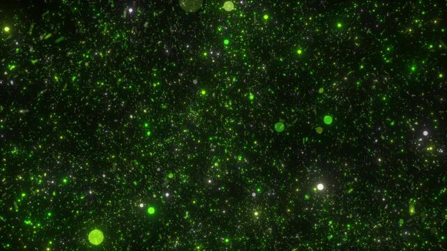 Green Plasma Energy Vortex with Glowing Particle Streams and Abstract Sci Fi Background Animation in 4K 60 FPS. Bokeh particles. Shockwave explosion