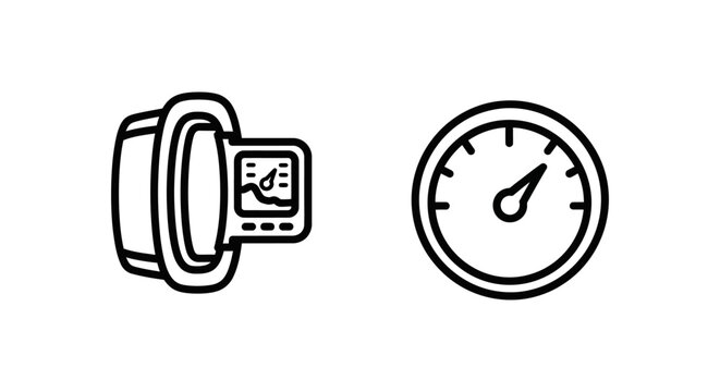 Industrial pressure hull monitor and circular depth gauge icons with pressure industrial measurement instrument technology mechanical engineering underwater nautical submersible