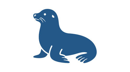 Blue seal silhouette sea animal vector icon. © Noemi