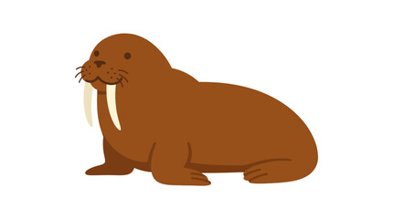 Brown walrus character with long white tusks illustration. © Paramount