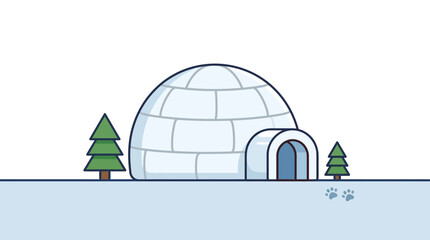 Snow igloo in arctic landscape with pine trees. © Paramount