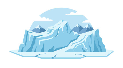 Blue iceberg floating in cold arctic waters illustration. © Noemi