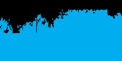 Fototapeta premium Industrial Cyan Blue Banner Template with Heavy Black Top Grunge Border
