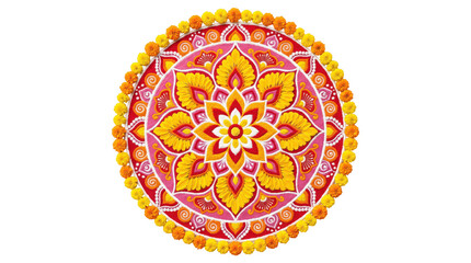 Fototapeta premium Colorful indian rangoli design isolated on transparent background