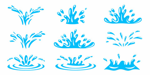 Obraz premium Blue water splash illustrations on a white background