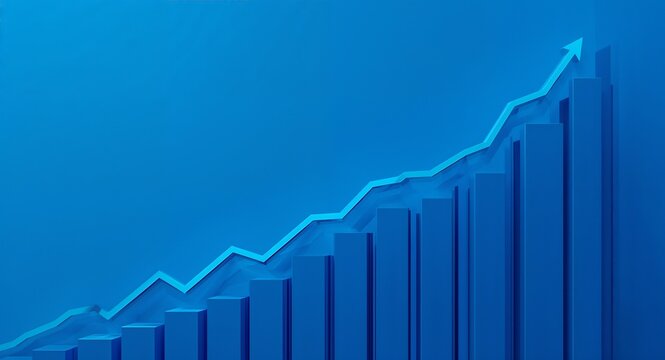 Widescreen abstract financial graph with uptrend line and bar chart of stock � Financial Planning and Investment Strategy Concept for Business Growth