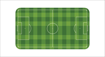 Soccer field illustration with green and white checkered pattern on a white background football pitch sports ground playing turf lines grid rectangle shape vector flat © Victoria hub