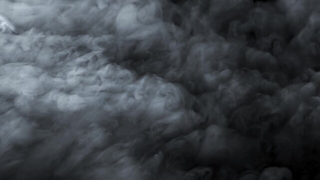 Smoke. Cloud of cold fog in blue light spot on black background. Abstract white smoke in slow motion. Light, white, fog, cloud, abstract, smoke, black, background, 4k, ice smoke cloud. Floating fog.	
