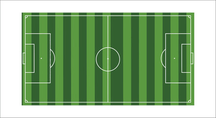 Soccer field vector illustration with green and white striped pattern aerial view of playing surface football pitch sports ground grass surface stripes lines athletic facility © Victoria hub