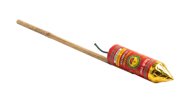 Diwali rocket firecracker isolated on transparent background