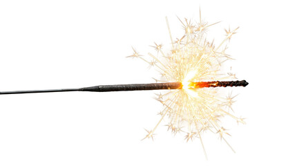 Obraz premium Burning sparkler isolated on transparent background