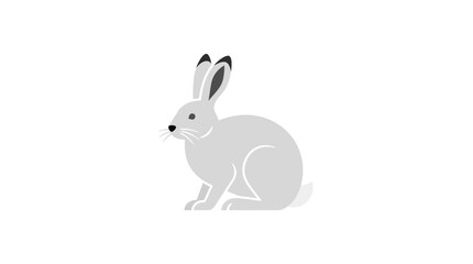 Fototapeta premium Cute white rabbit sitting on white background illustration.