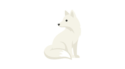 Simple white arctic fox sitting on white background. © reihan