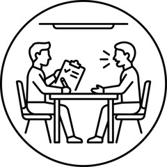 Naklejka premium Job Interview Conversation Icon with Interviewer and Candidate