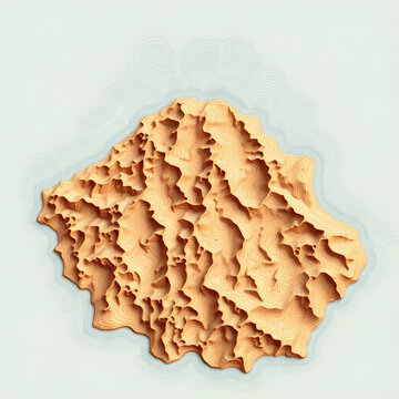 terrain mockup with isohypses on a white background