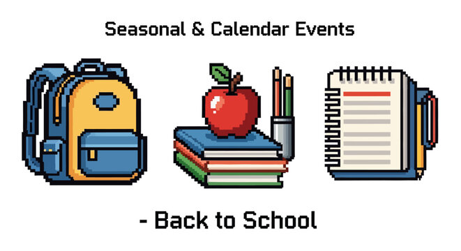Back to school colorful icon set.