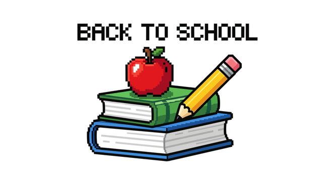 Back to school books and apple.