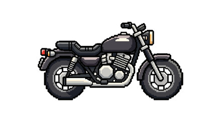 Fototapeta premium Black Motorcycle with Chrome Exhaust Pipe.