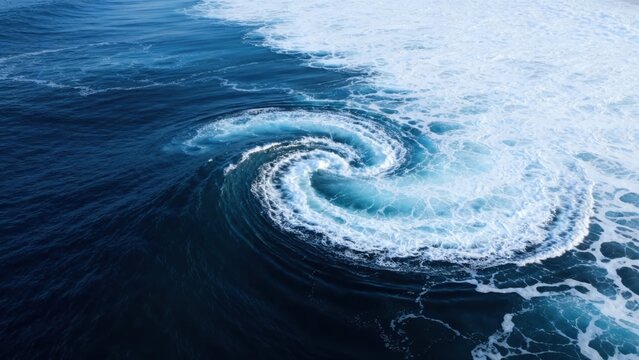 Aerial view of ocean water swirl
