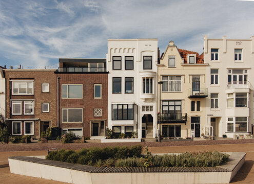 Traditional Dutch residential houses on Boulevard Bankert in Vlissingen, Netherlands