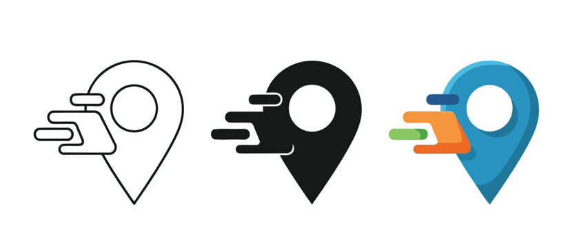 Colorful Map Pin Icons Showing Hand Holding Location Marker Variations